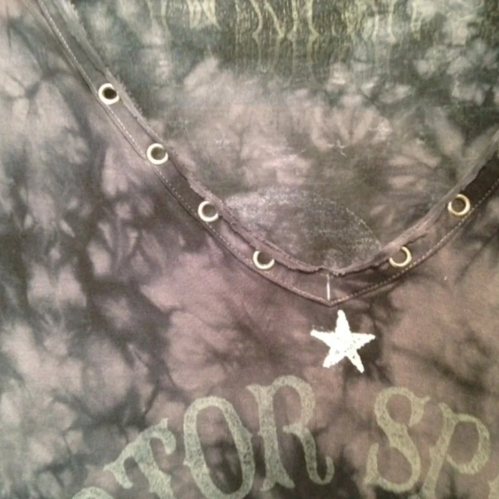 Affliction Black Premium V Neck Mini Dress Studs Rivets Stars - Picture 5 of 12